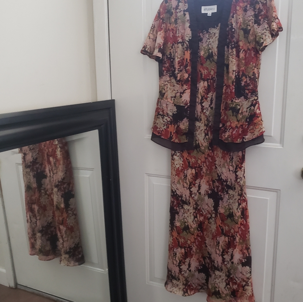 Vintage Womens 2 Piece Set Floral Dress